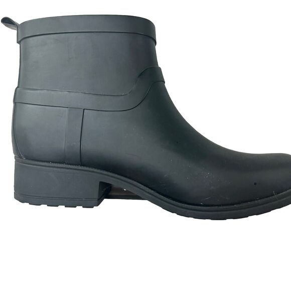 Lucky Brand Shoes - Lucky Brand‎ Rounded Toe Pull On Rubber Black Ankle Boots Casual Booties Size 9